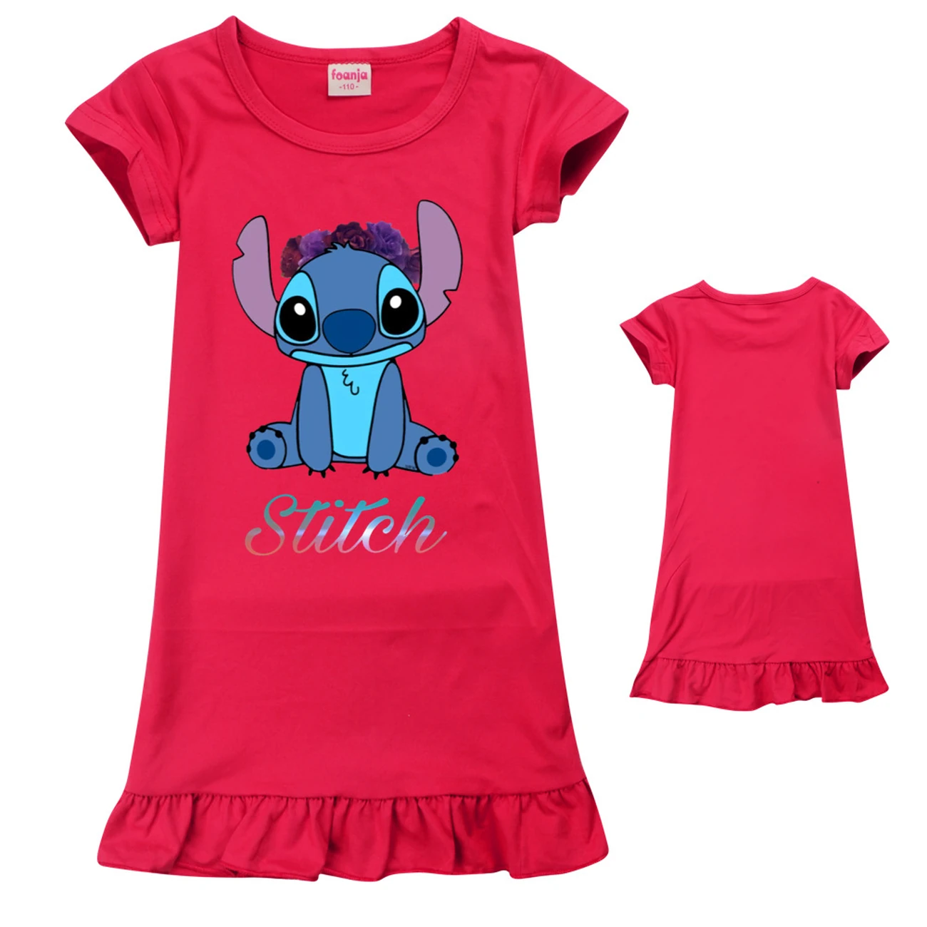 Girls’ Ruffle-Hem Lounge Dress — 1137 Edition, Style 04 · Red