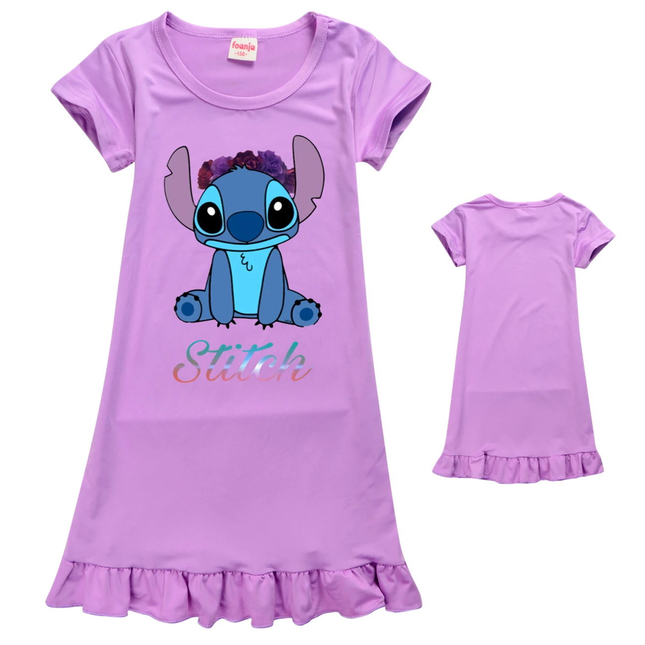 Girls’ Ruffle-Hem Lounge Dress — 1137 Edition, Style 05 · Purple