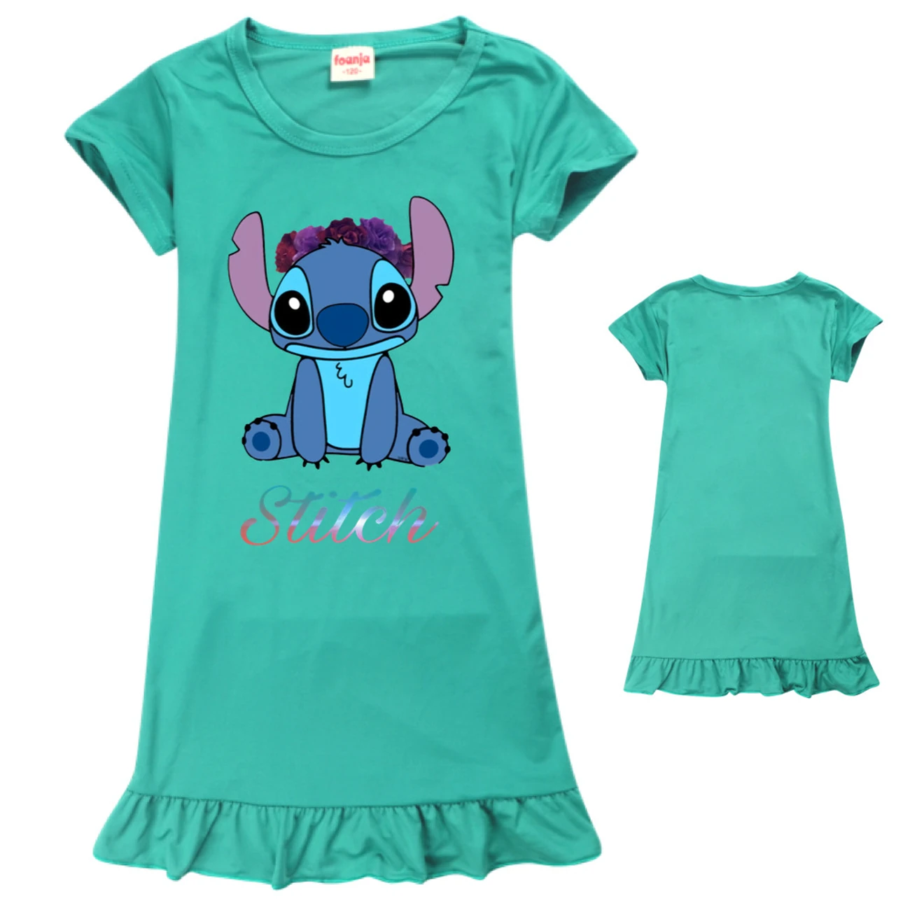 Girls’ Ruffle-Hem Lounge Dress — 1137 Edition, Style 06 · Green