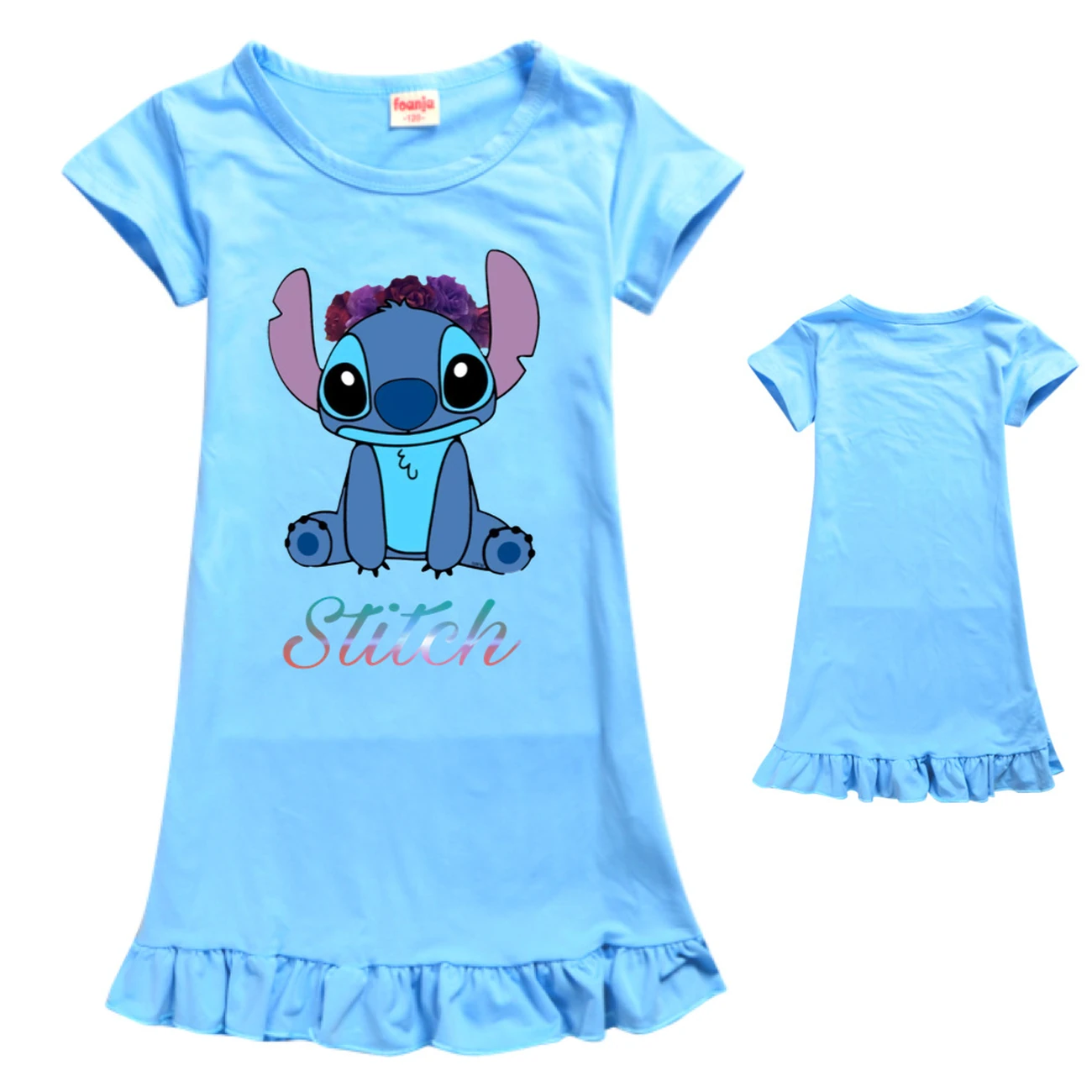 Girls’ Ruffle-Hem Lounge Dress — 1137 Edition, Style 07 · Light Blue