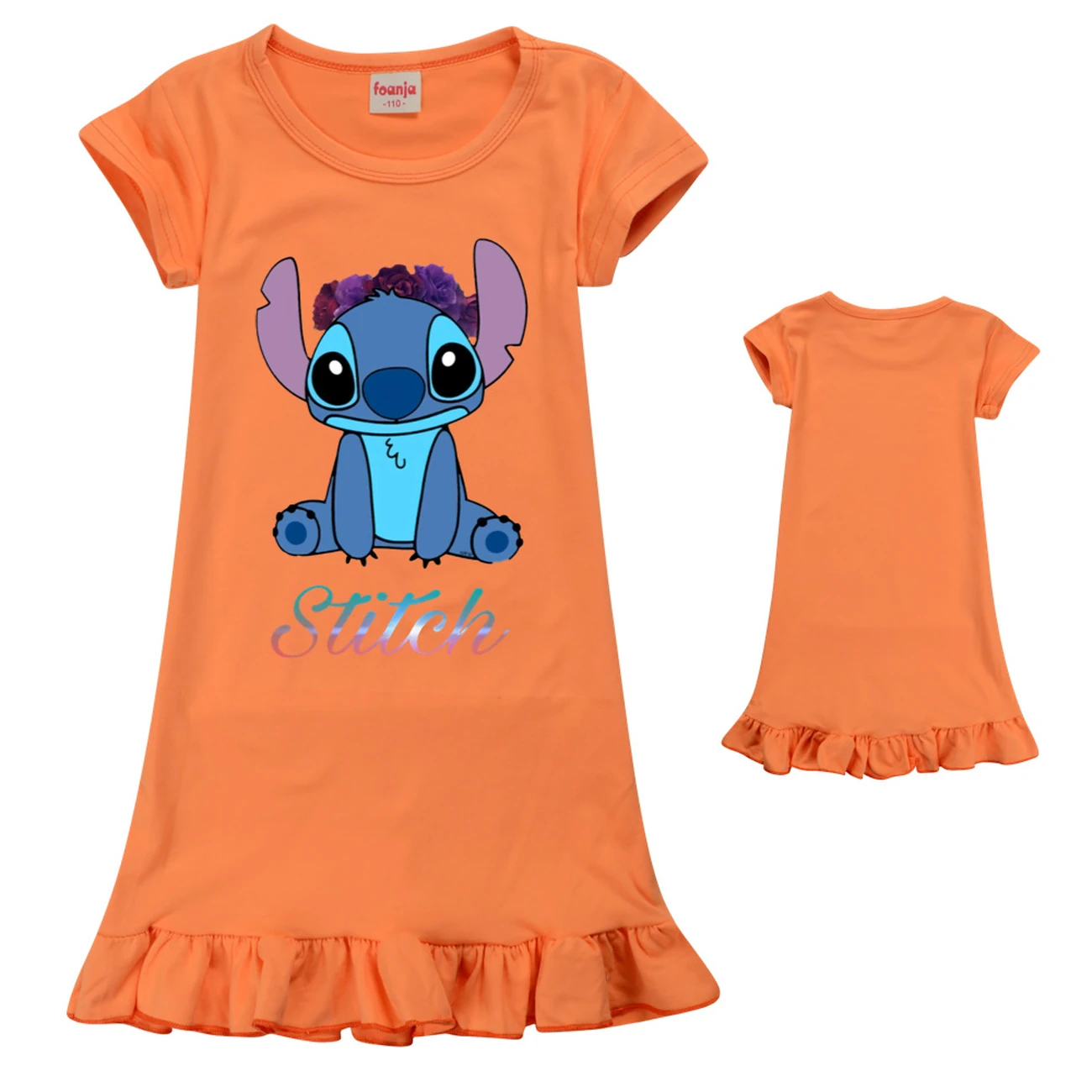 Girls’ Ruffle-Hem Lounge Dress — 1137 Edition, Style 11 · Orange