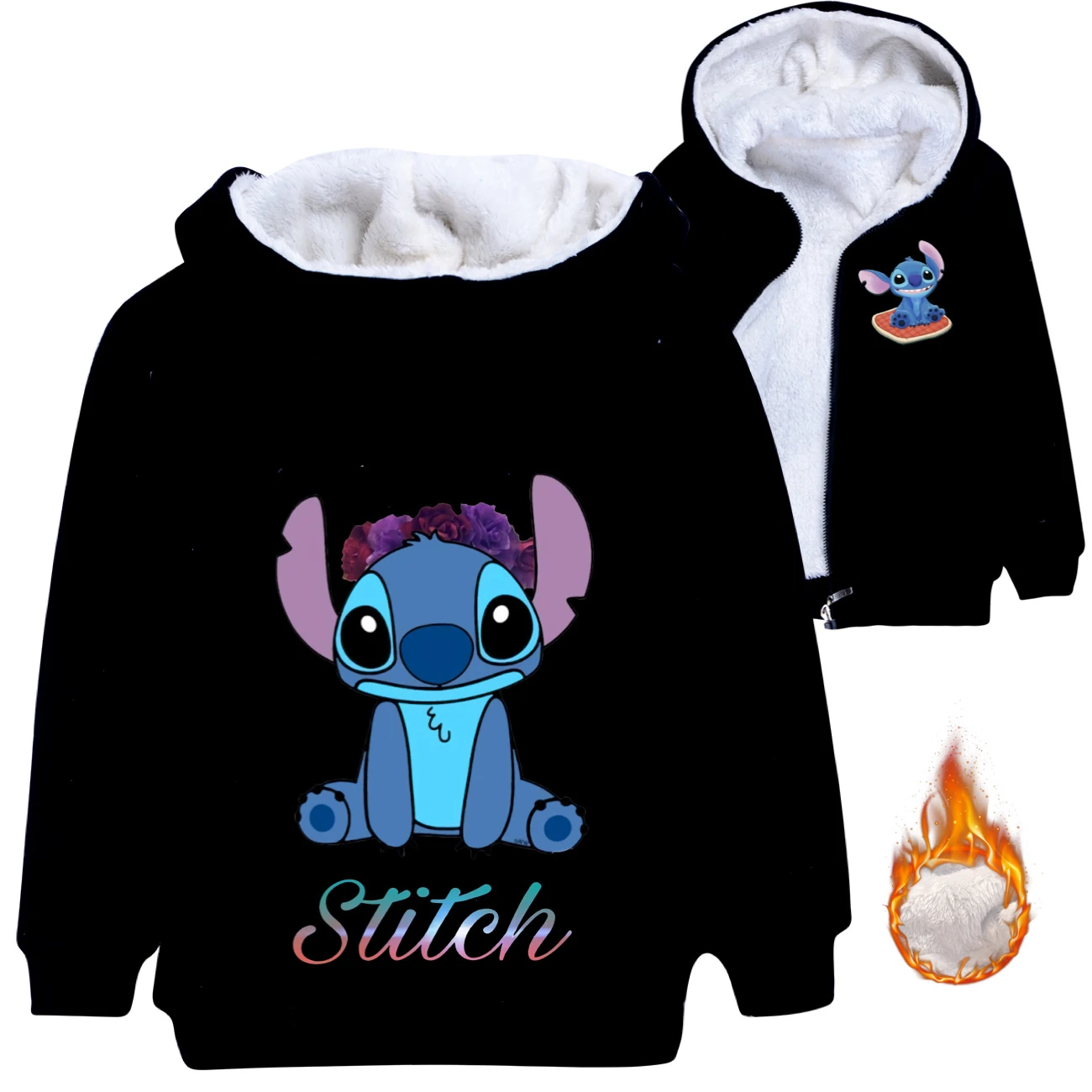 Kids’ Warm-Lined Zip Hoodie — 1137 Edition, Style 03 · Black