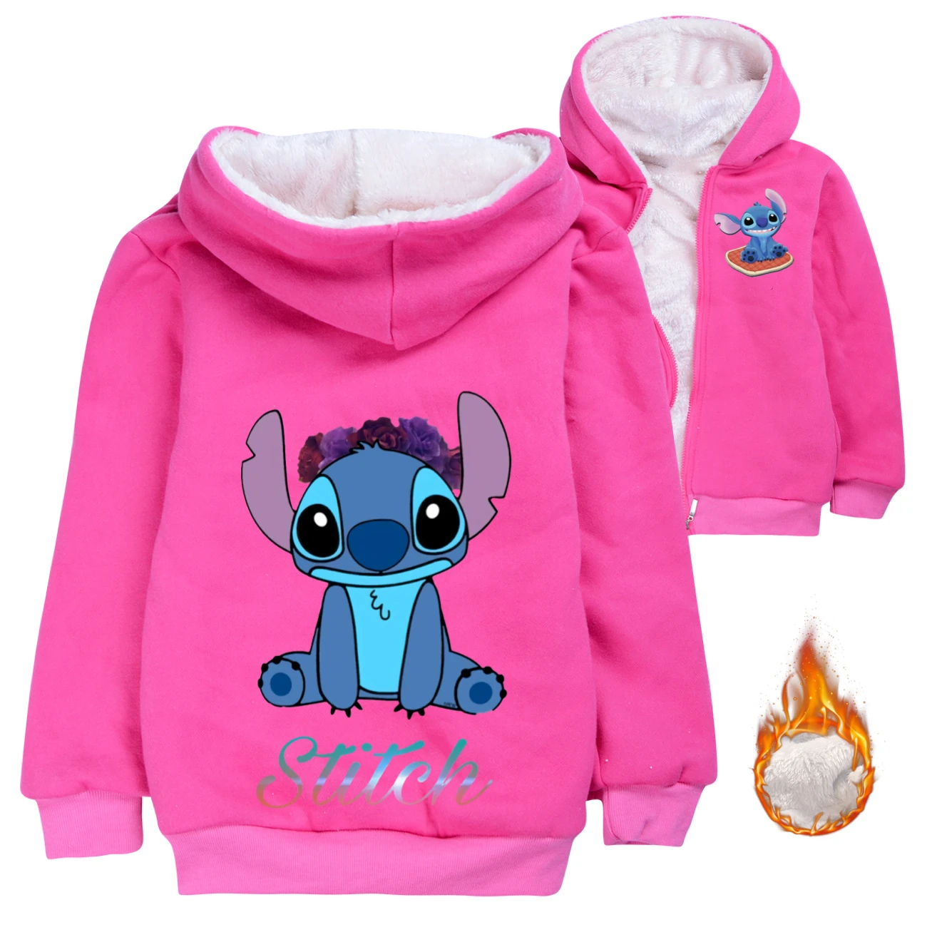 Kids’ Warm-Lined Zip Hoodie — 1137 Edition, Style 06 · Rose