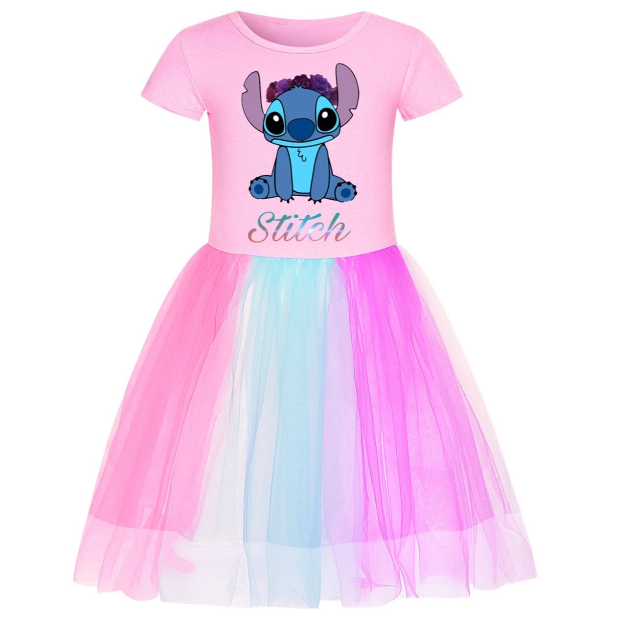 Girls’ Rainbow Tulle Dress — 1137 Edition, Style 01 · Pink