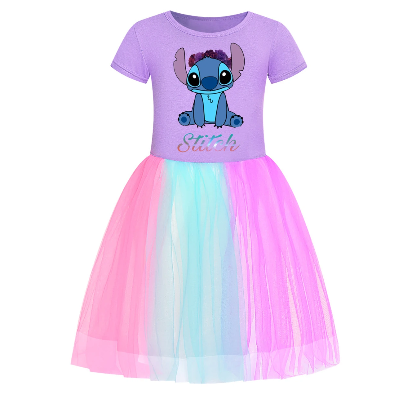 Girls’ Rainbow Tulle Dress — 1137 Edition, Style 02 · Purple