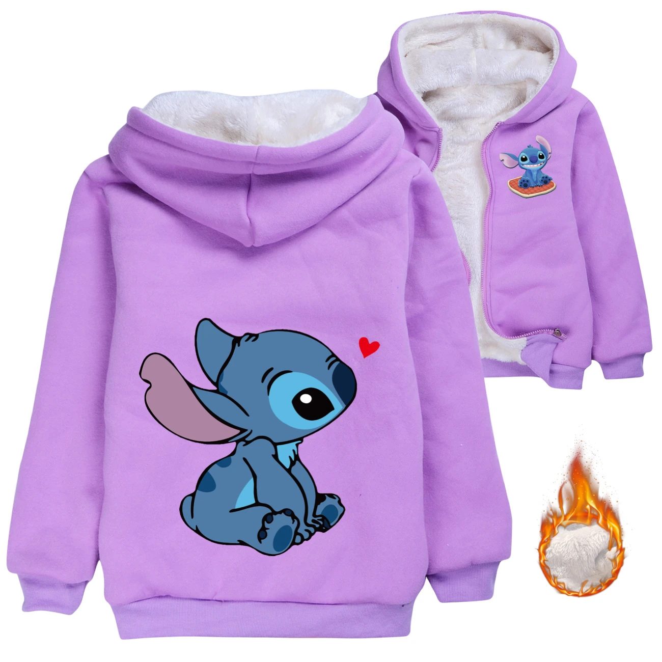 Kids’ Padded Zip Jacket — 1309, Style 01 · Purple