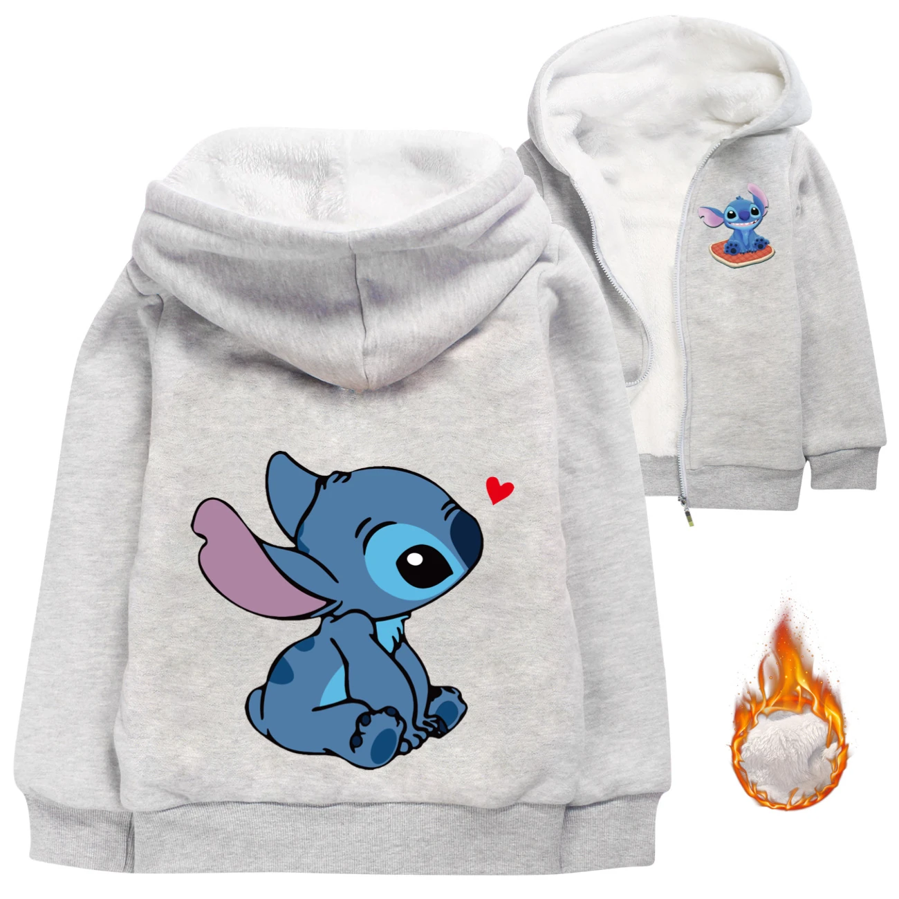 Kids’ Padded Zip Jacket — 1309, Style 02 · Grey