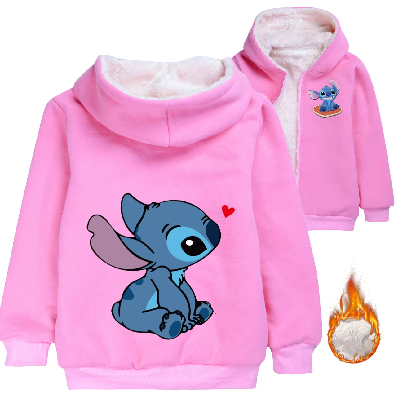 Kids’ Padded Zip Jacket — 1309, Style 05 · Pink