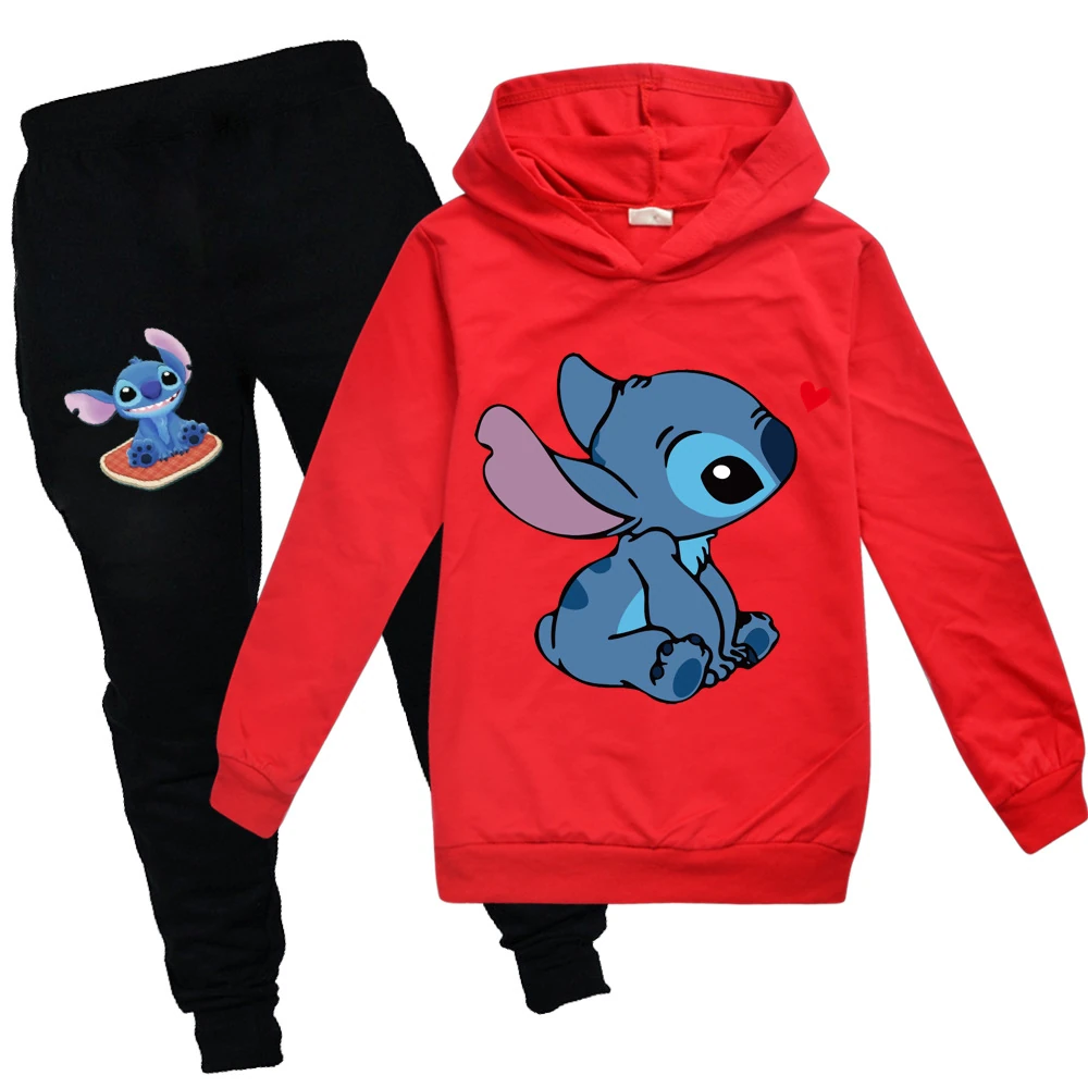 Kids’ Crewneck Sweatshirt & Jogger Set — 1309, Style 03 · Red