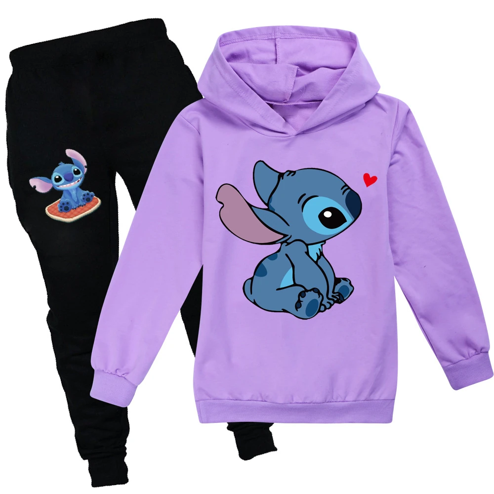 Kids’ Crewneck Sweatshirt & Jogger Set — 1309, Style 04 · Purple