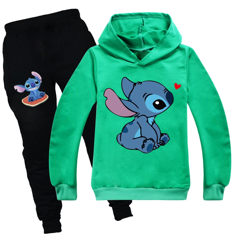 Kids’ Crewneck Sweatshirt & Jogger Set — 1309, Style 06 · Green