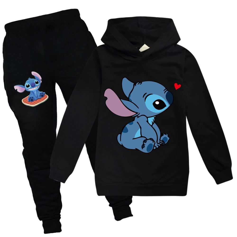 Kids’ Crewneck Sweatshirt & Jogger Set — 1309, Style 07 · Black