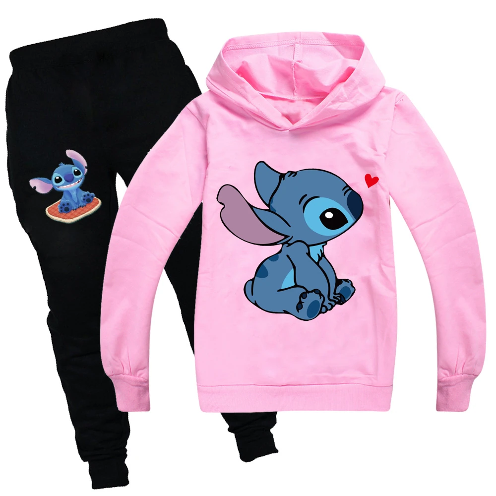 Kids’ Crewneck Sweatshirt & Jogger Set — 1309, Style 11 · Pink