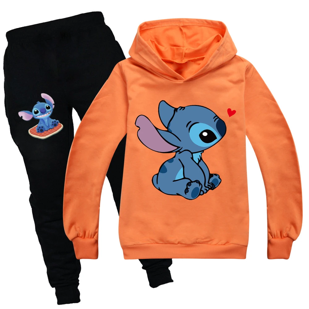 Kids’ Crewneck Sweatshirt & Jogger Set — 1309, Style 13 · Orange