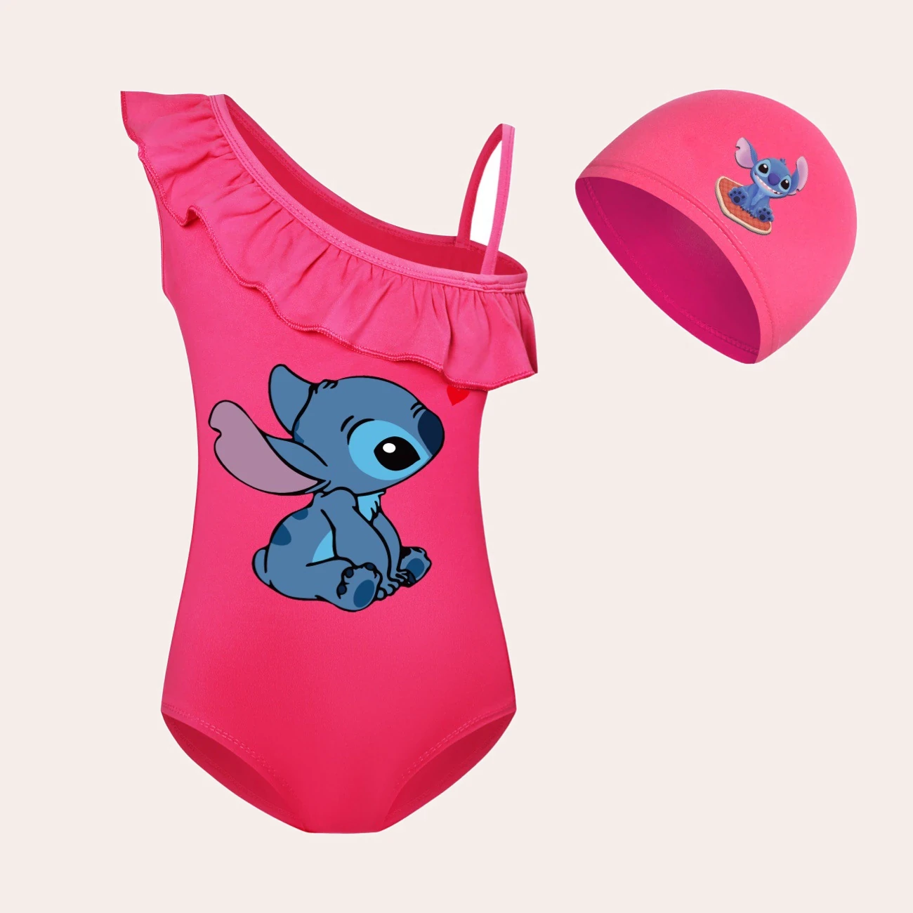 Girls’ One-Piece Swimsuit & Cap Set — 1309, clean product view