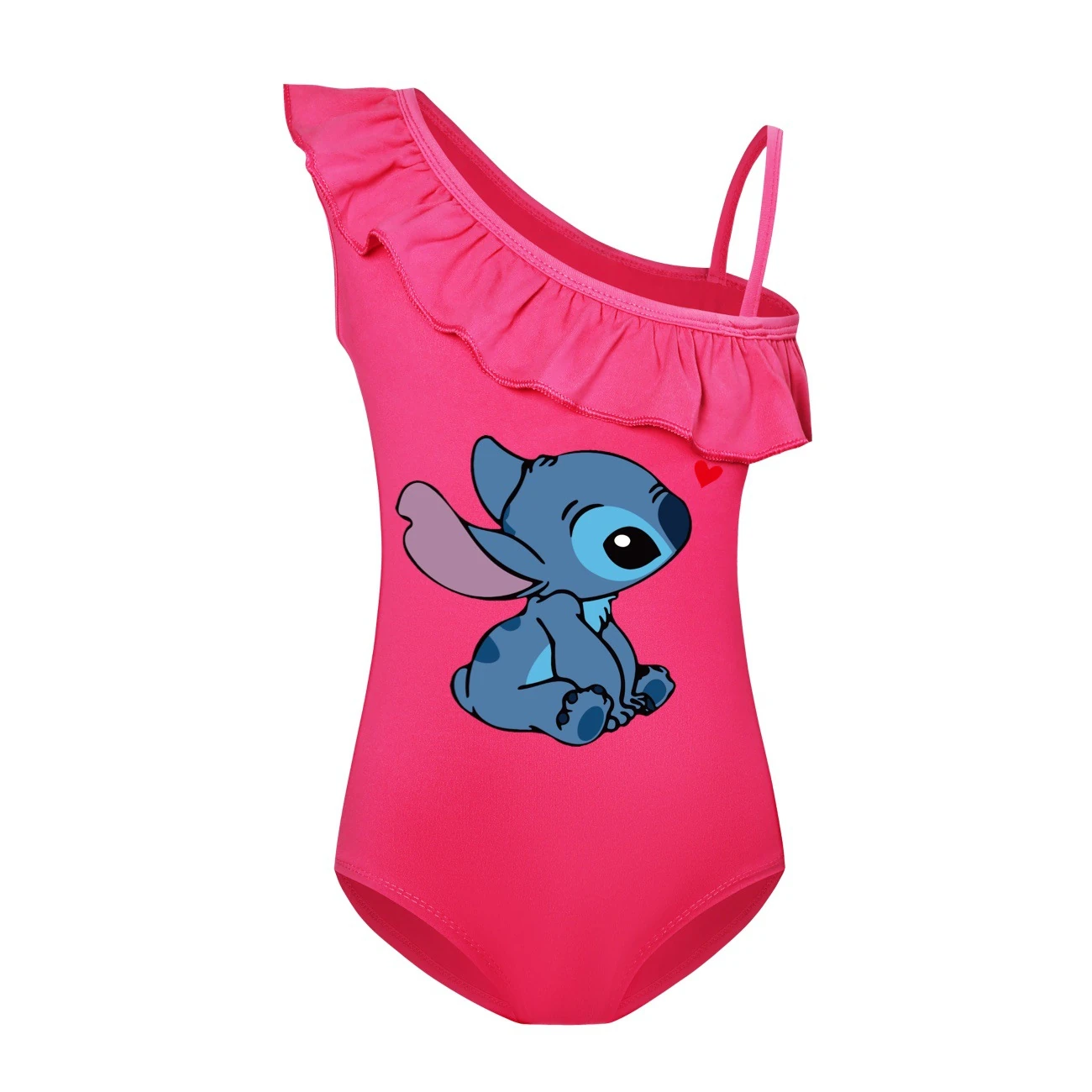 Girls’ One-Piece Swimsuit & Cap Set — 1309, Style 12 · Single Piece · Rose