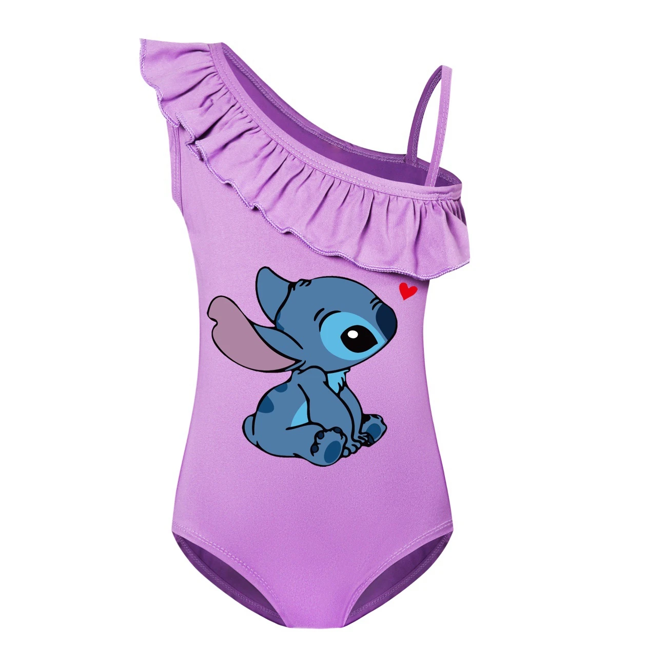 Girls’ One-Piece Swimsuit & Cap Set — 1309, Style 13 · Single Piece · Purple