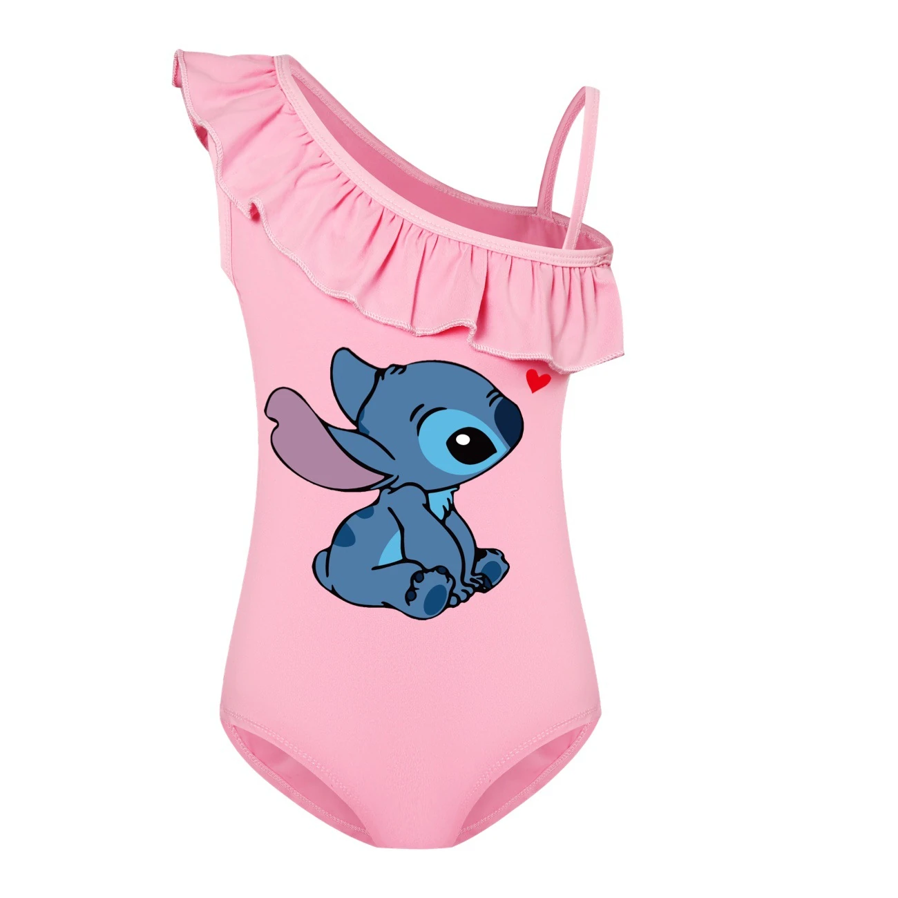Girls’ One-Piece Swimsuit & Cap Set — 1309, Style 14 · Single Piece · Pink