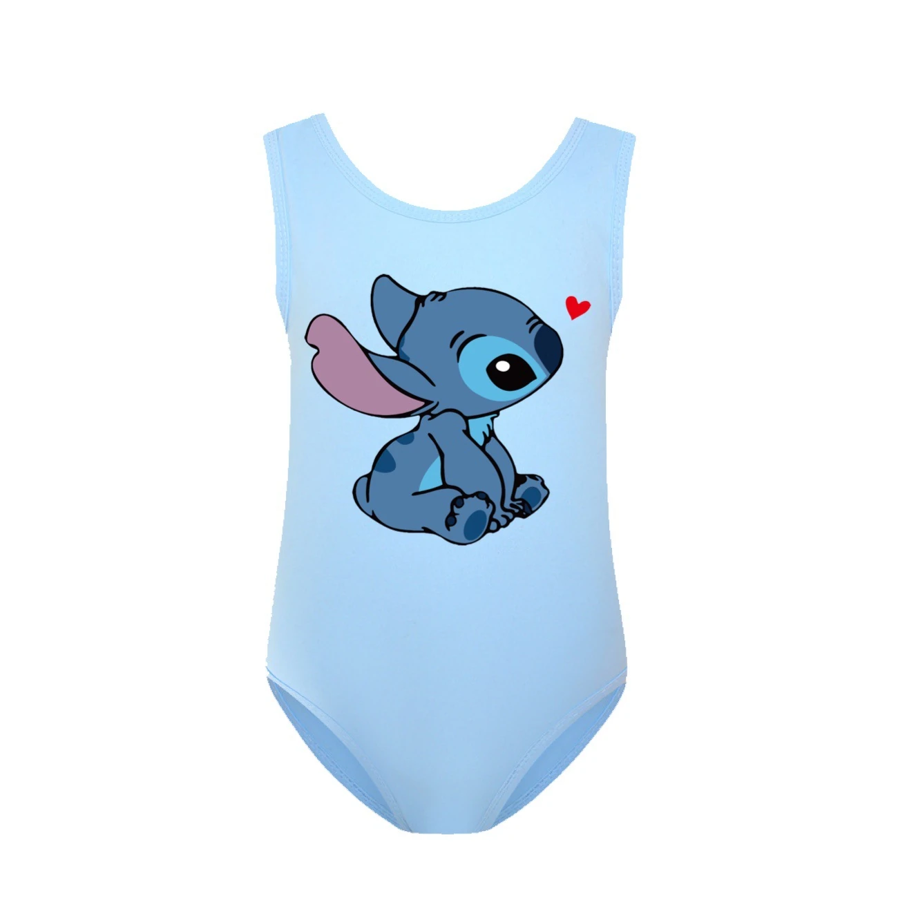 Girls’ One-Piece Swimsuit & Cap Set — 1309, Style 21 · Light Blue