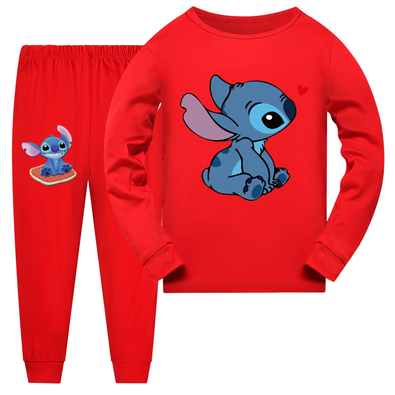 Kids’ Long-Sleeve Lounge Set — 1309, Style 02 · Set · Red