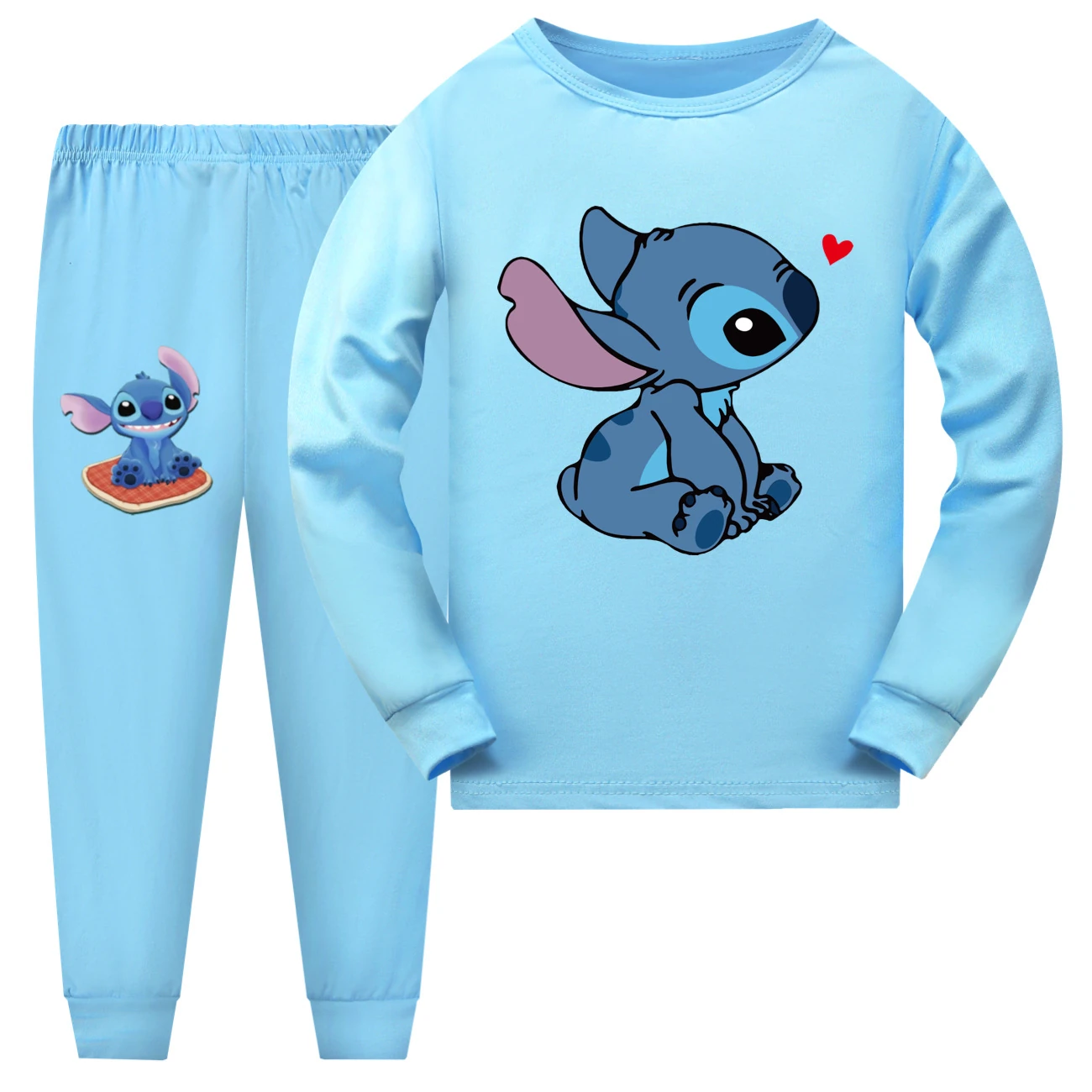 Kids’ Long-Sleeve Lounge Set — 1309, Style 06 · Set · Light Blue