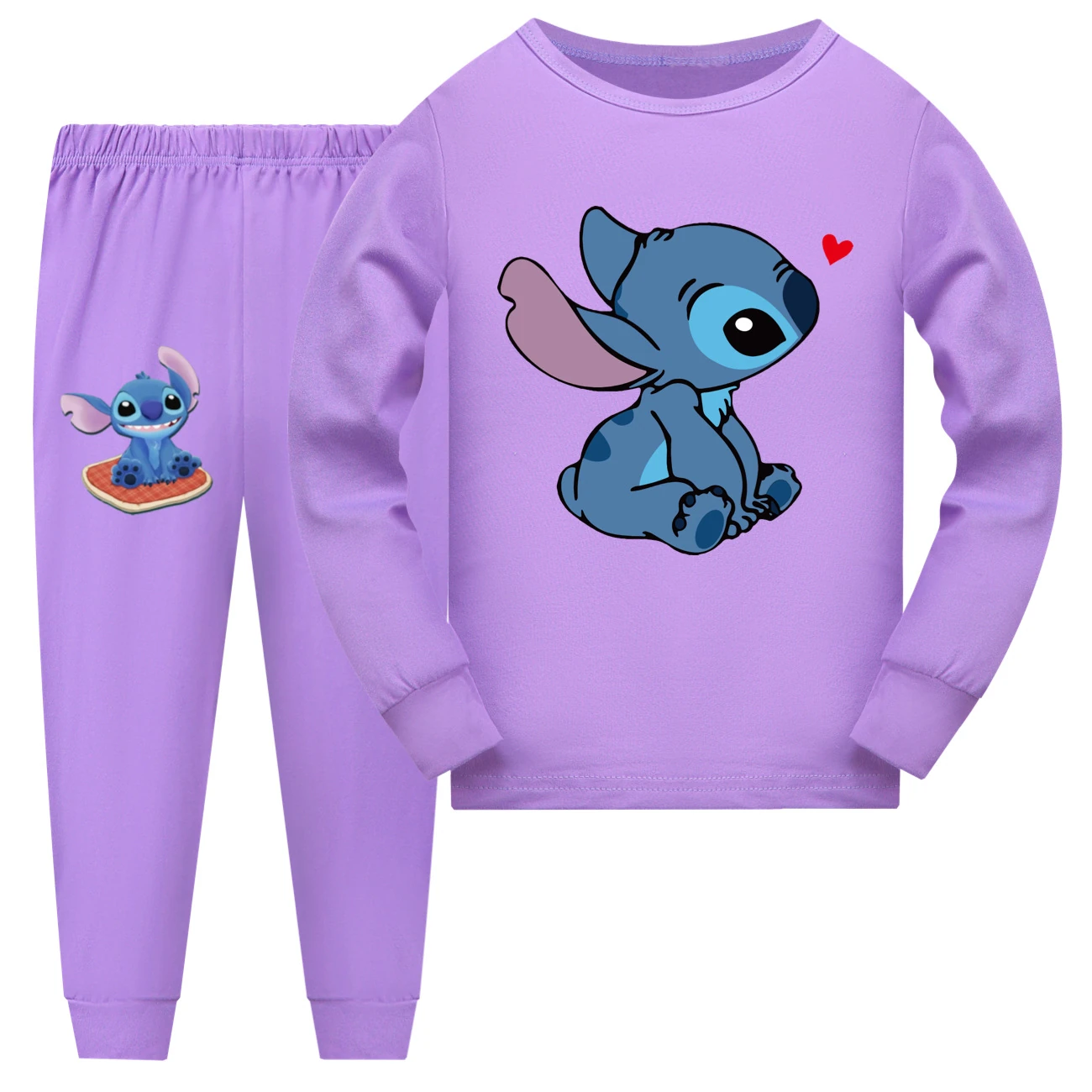Kids’ Long-Sleeve Lounge Set — 1309, Style 07 · Set · Purple