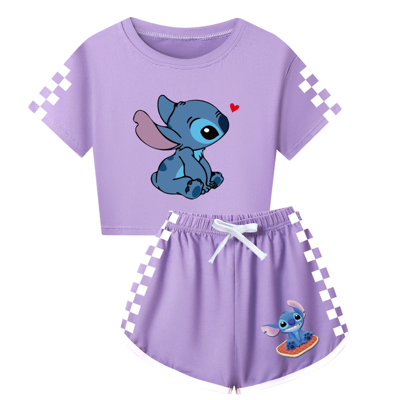 Family Mixed-Sleeve Lounge Set — 1309, Style 04 · Purple