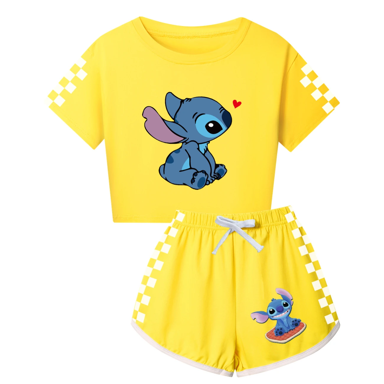 Family Mixed-Sleeve Lounge Set — 1309, Style 07 · Yellow
