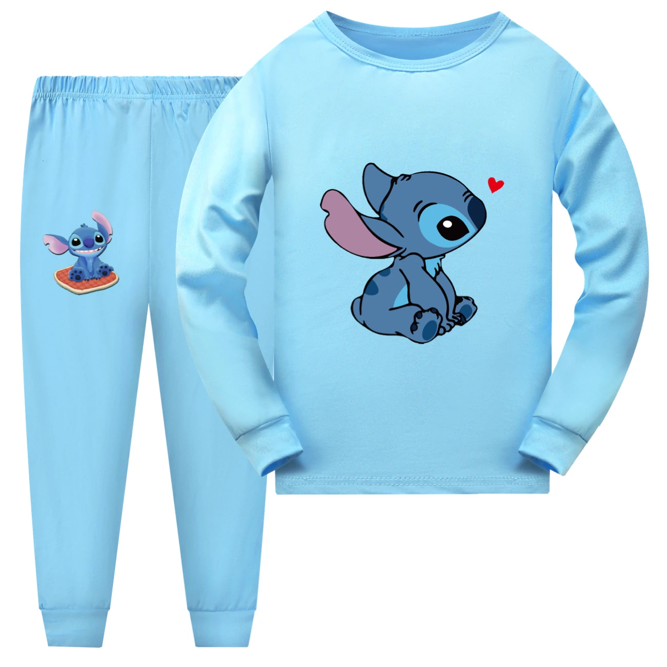 Family Mixed-Sleeve Lounge Set — 1309, Style 10 · Long Sleeve · Light Blue