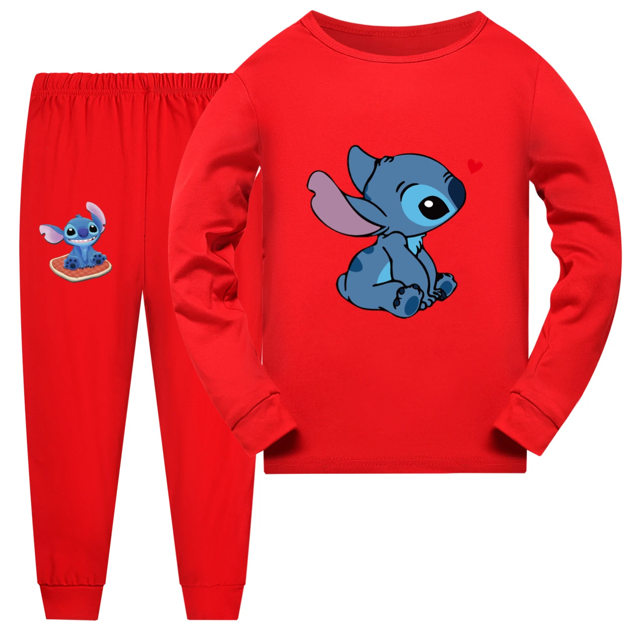 Family Mixed-Sleeve Lounge Set — 1309, Style 14 · Long Sleeve · Red