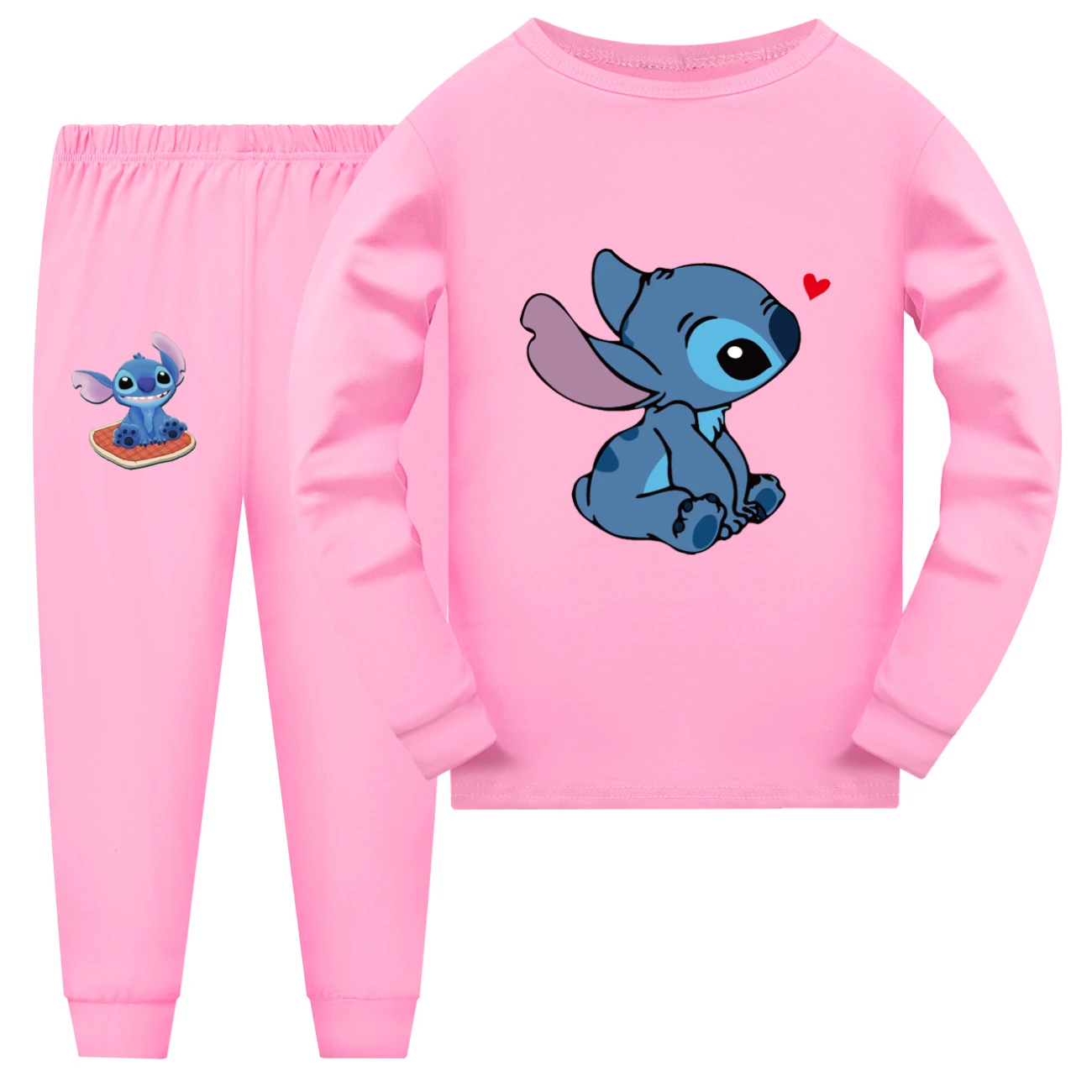 Family Mixed-Sleeve Lounge Set — 1309, Style 15 · Long Sleeve · Pink