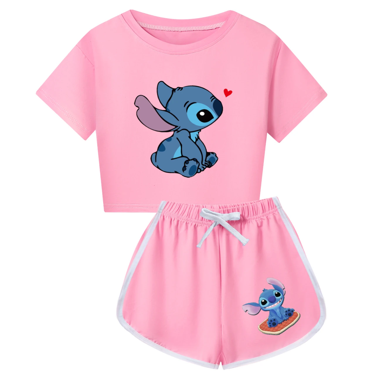 Family Mixed-Sleeve Lounge Set — 1309, Style 17 · Pink