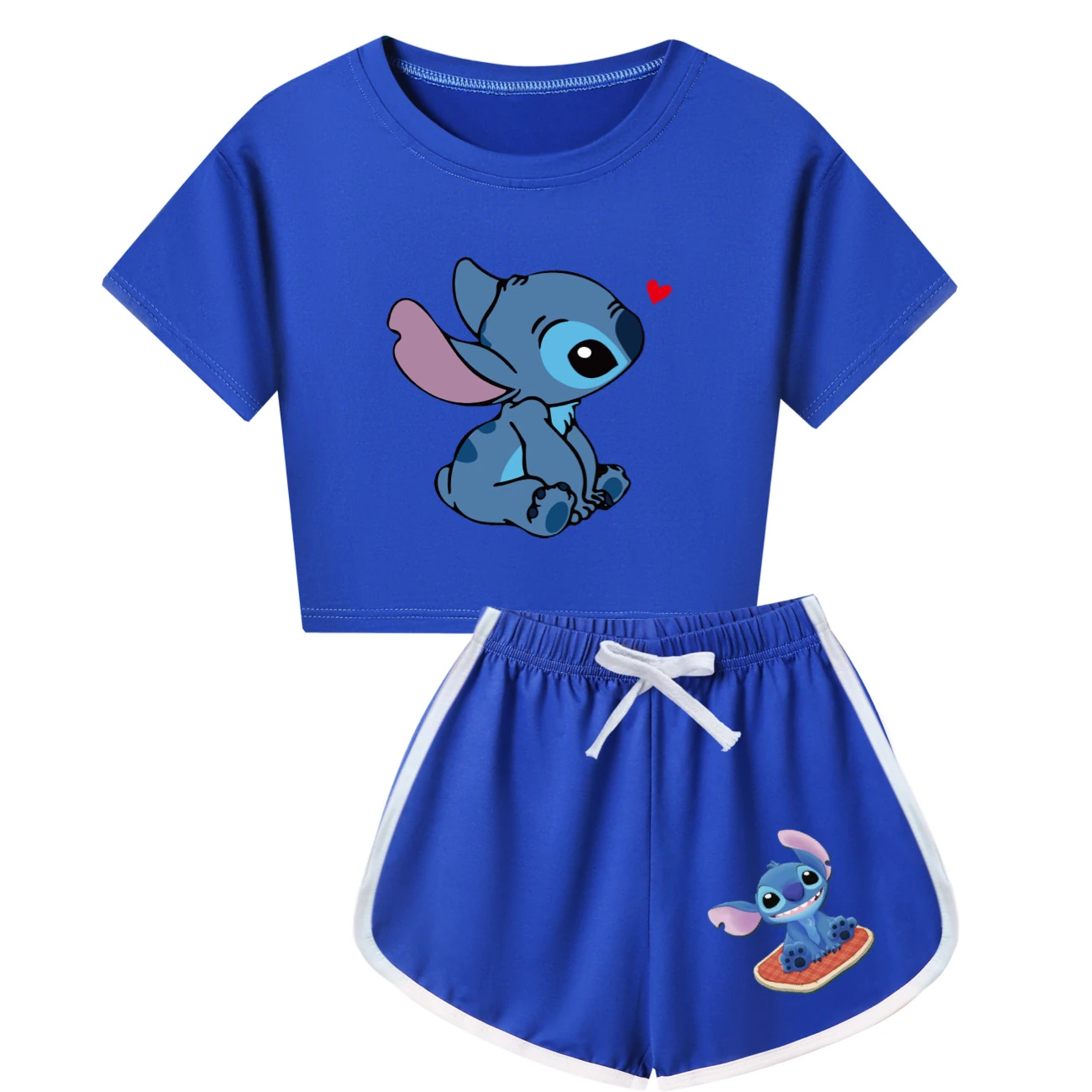 Family Mixed-Sleeve Lounge Set — 1309, Style 23 · Blue