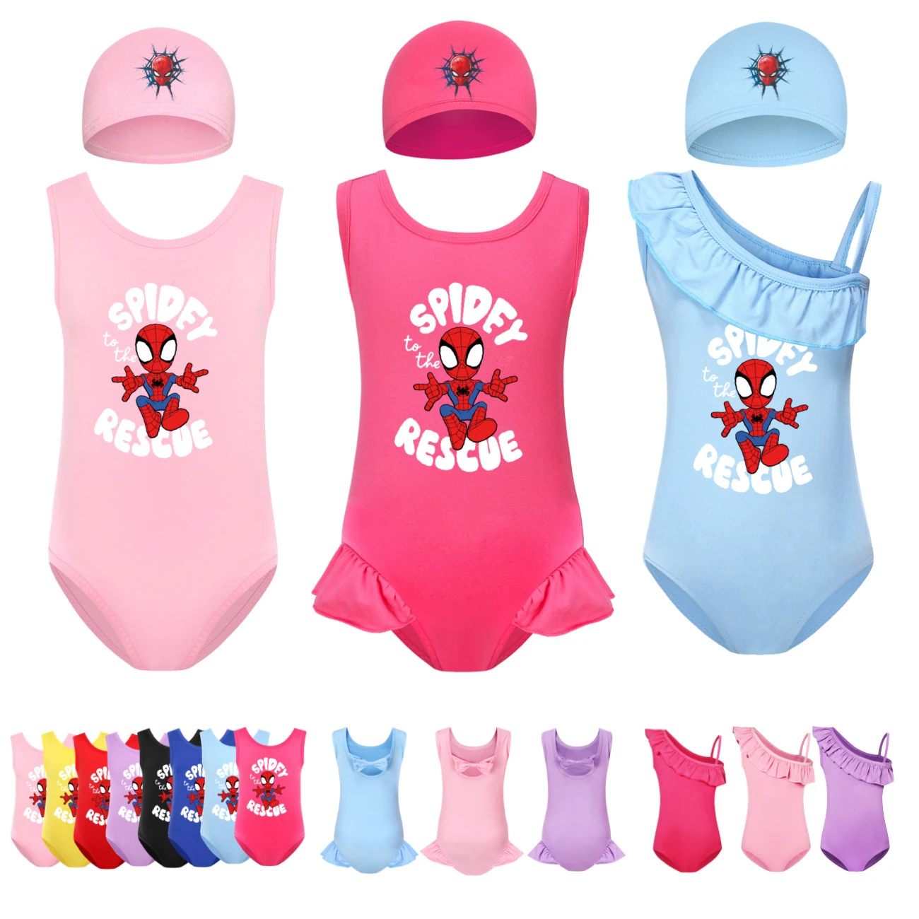 Storybook One-Piece Swimsuit & Cap Set — 3395, clean product view