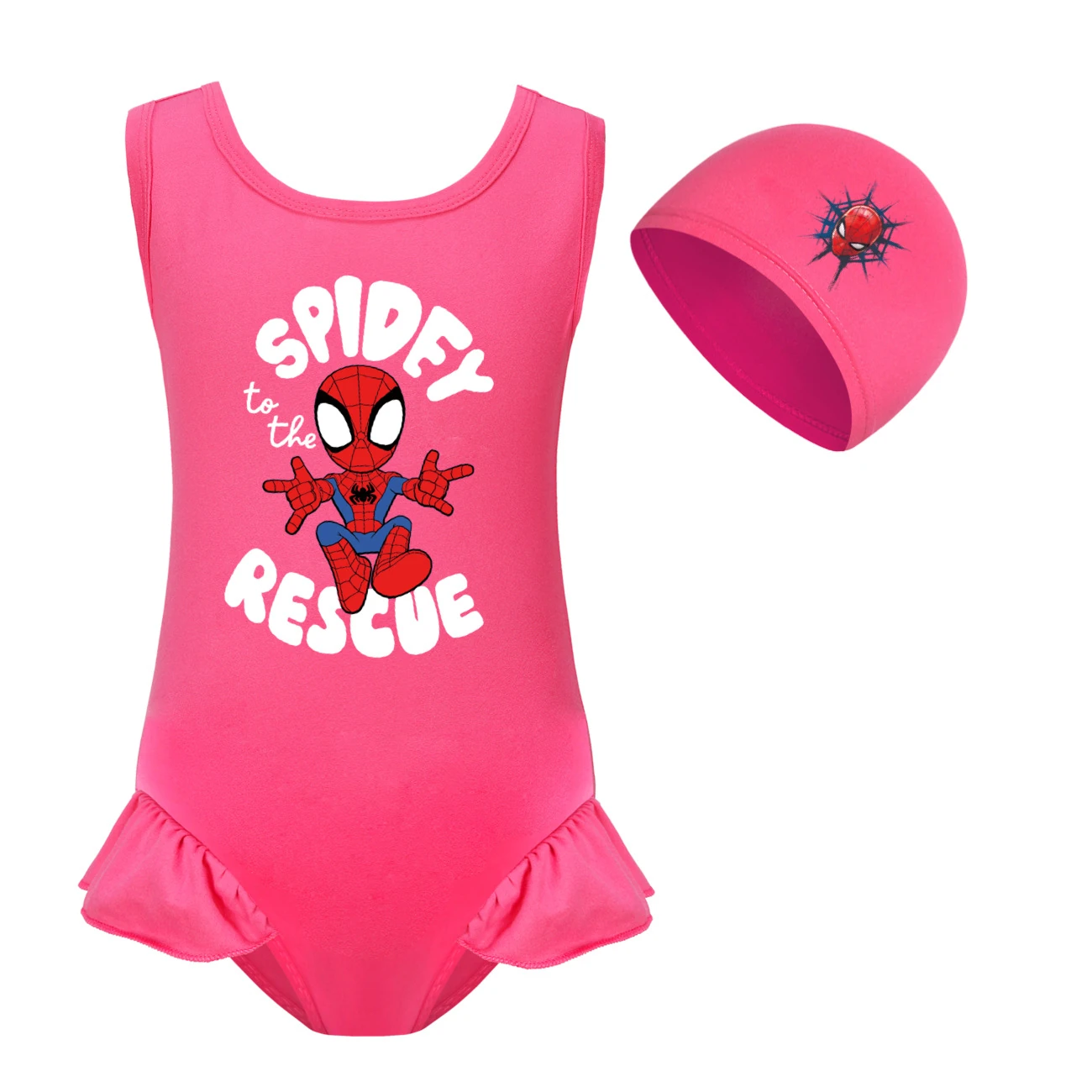 Storybook One-Piece Swimsuit & Cap Set — 3395, Style 02 · Set · Rose