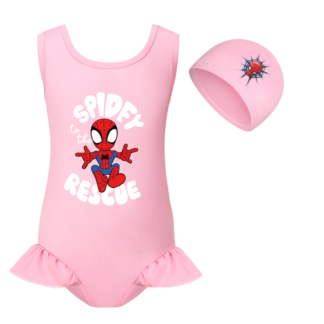 Storybook One-Piece Swimsuit & Cap Set — 3395, Style 04 · Set · Pink