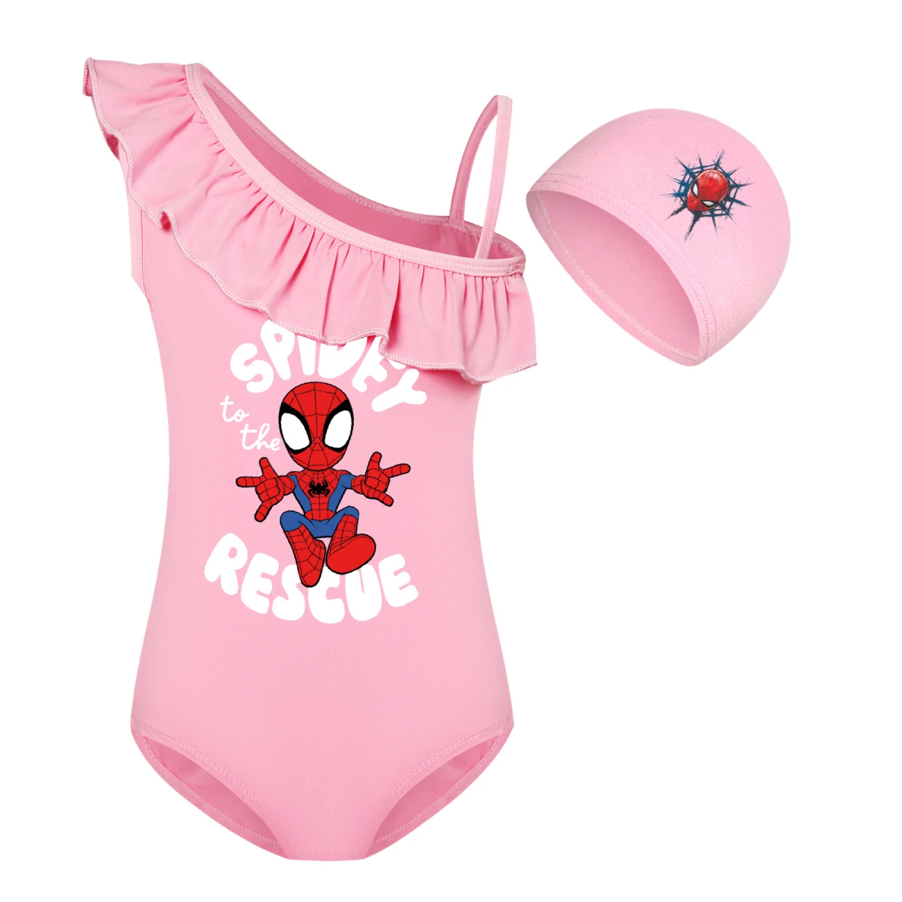 Storybook One-Piece Swimsuit & Cap Set — 3395, Style 08 · Set · Pink
