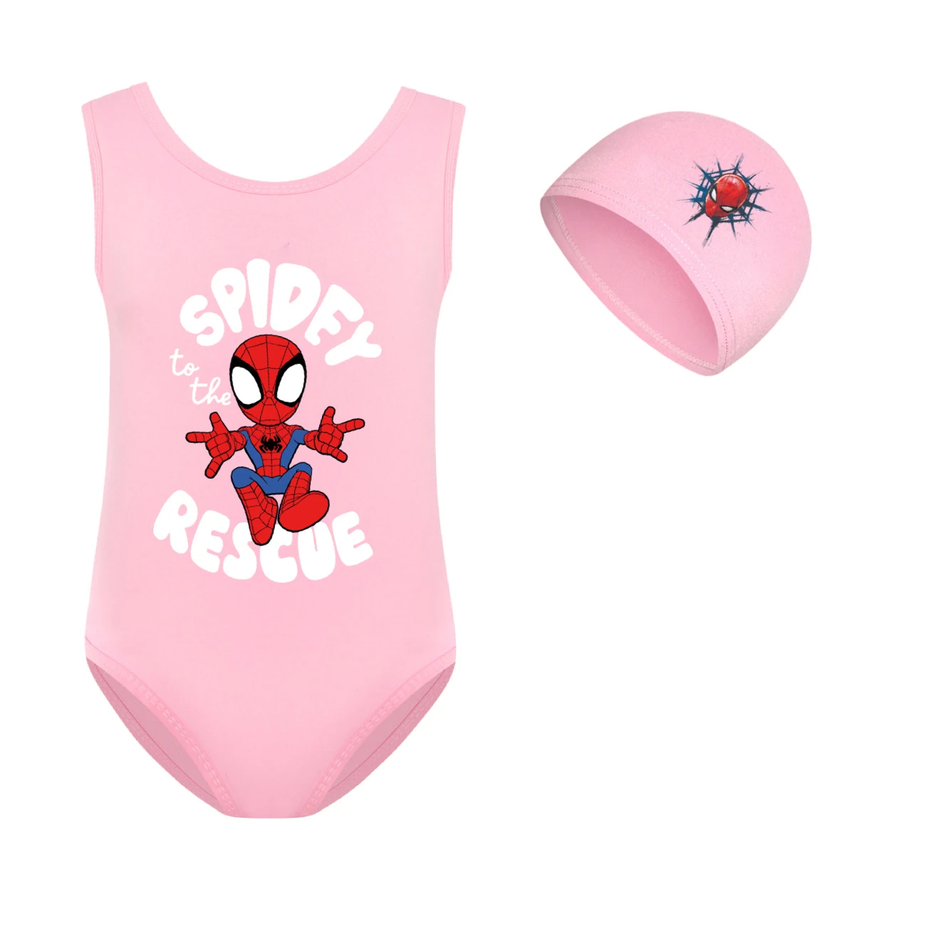 Storybook One-Piece Swimsuit & Cap Set — 3395, Style 09 · Set · Pink