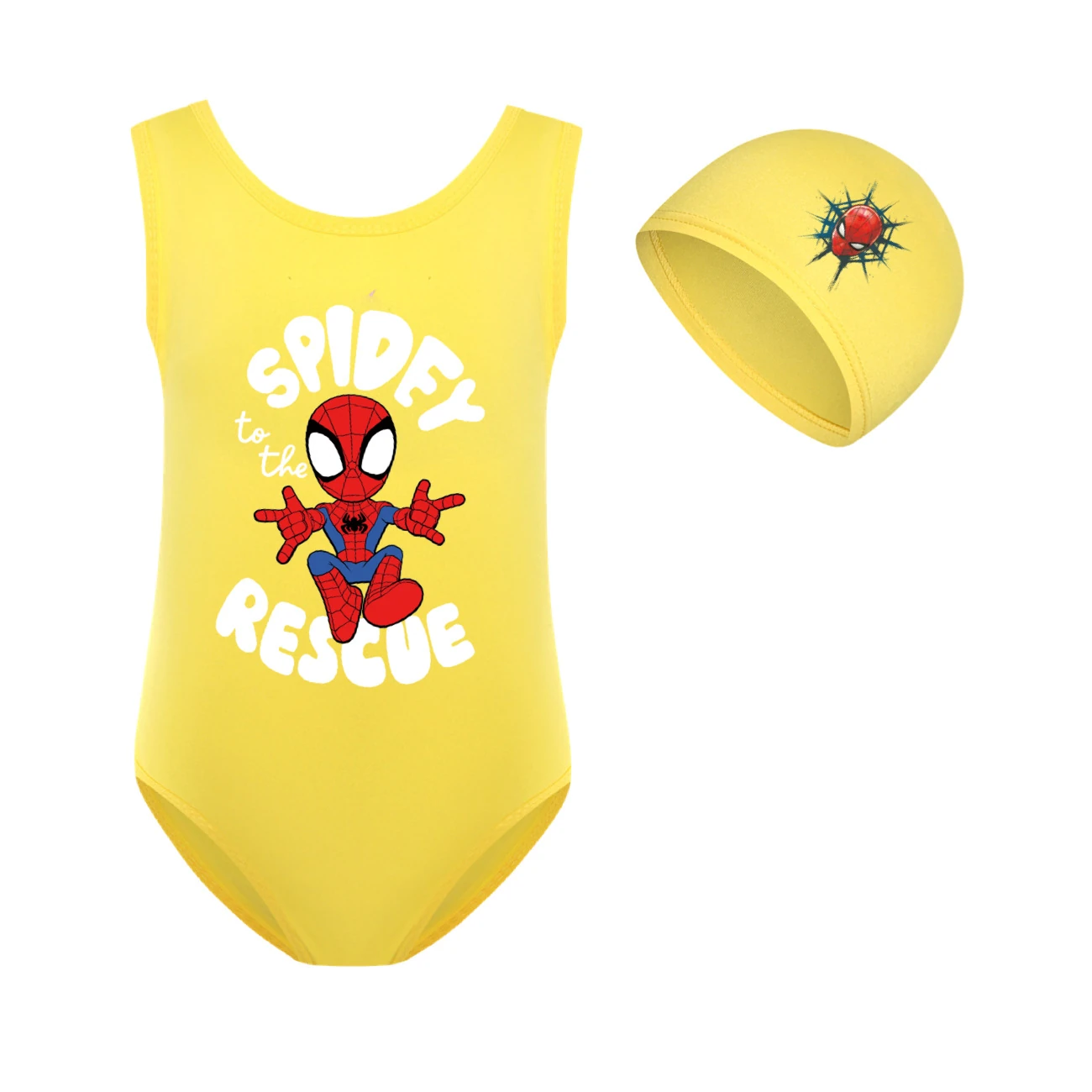 Storybook One-Piece Swimsuit & Cap Set — 3395, Style 10 · Set · Yellow