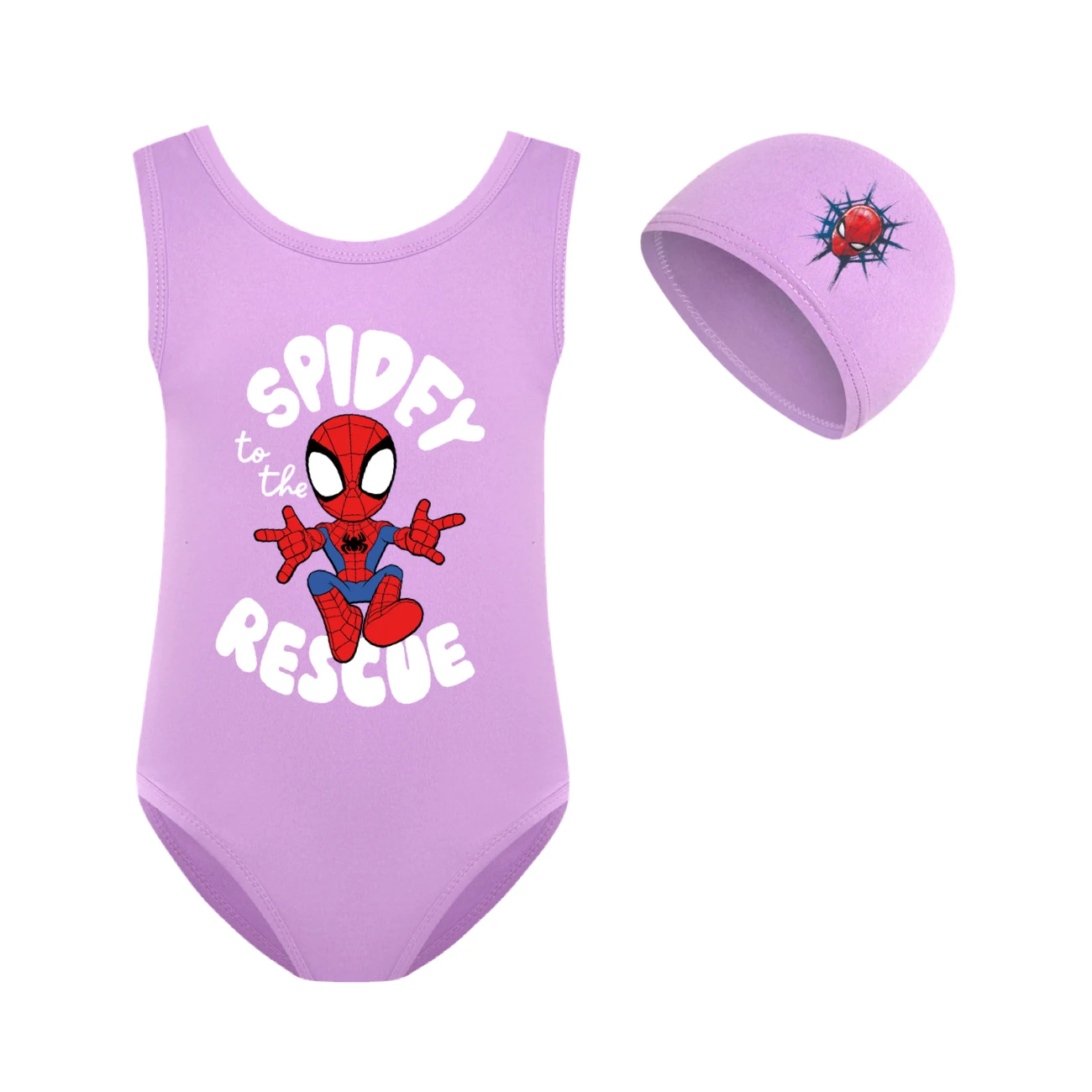 Storybook One-Piece Swimsuit & Cap Set — 3395, Style 12 · Set · Purple