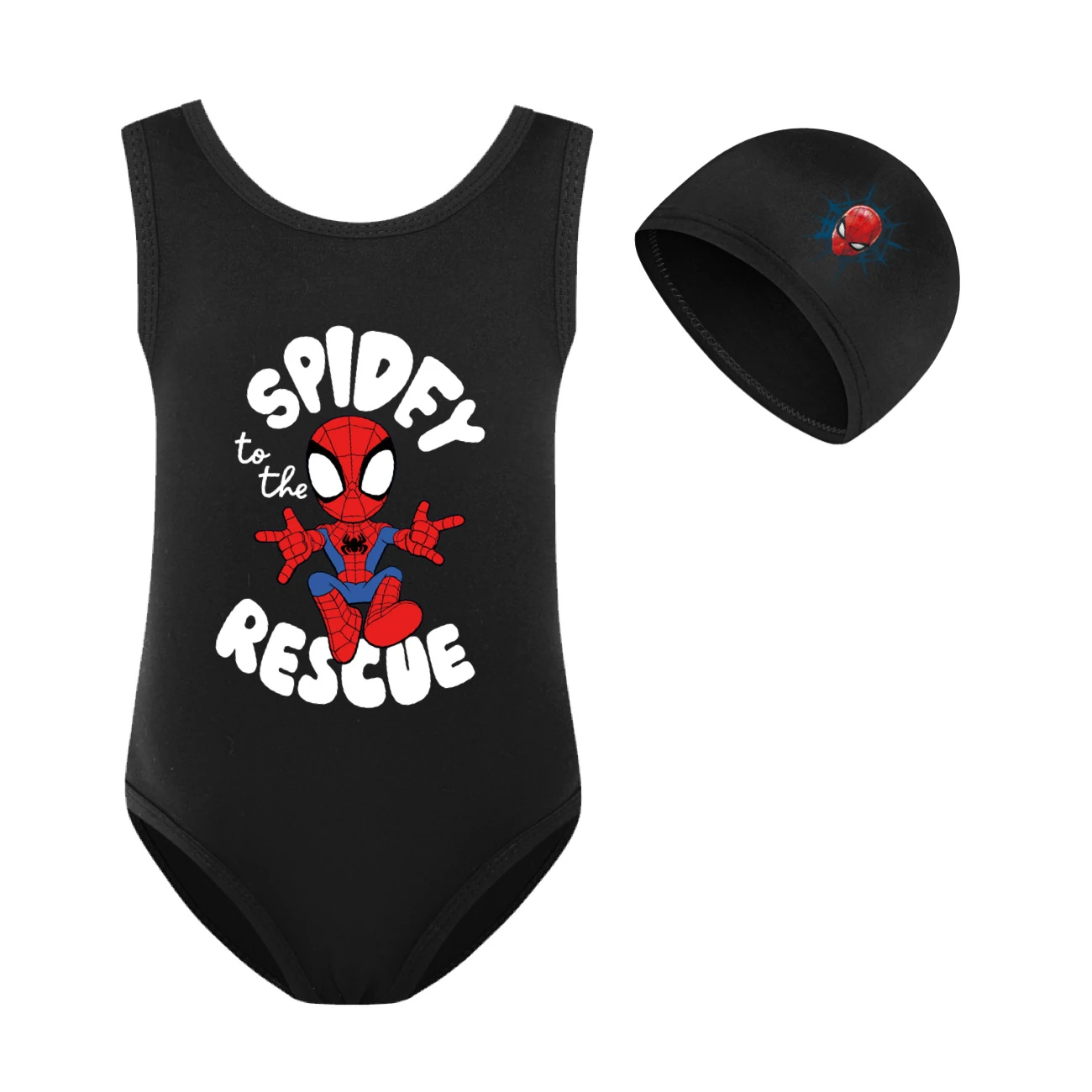 Storybook One-Piece Swimsuit & Cap Set — 3395, Style 13 · Set · Black