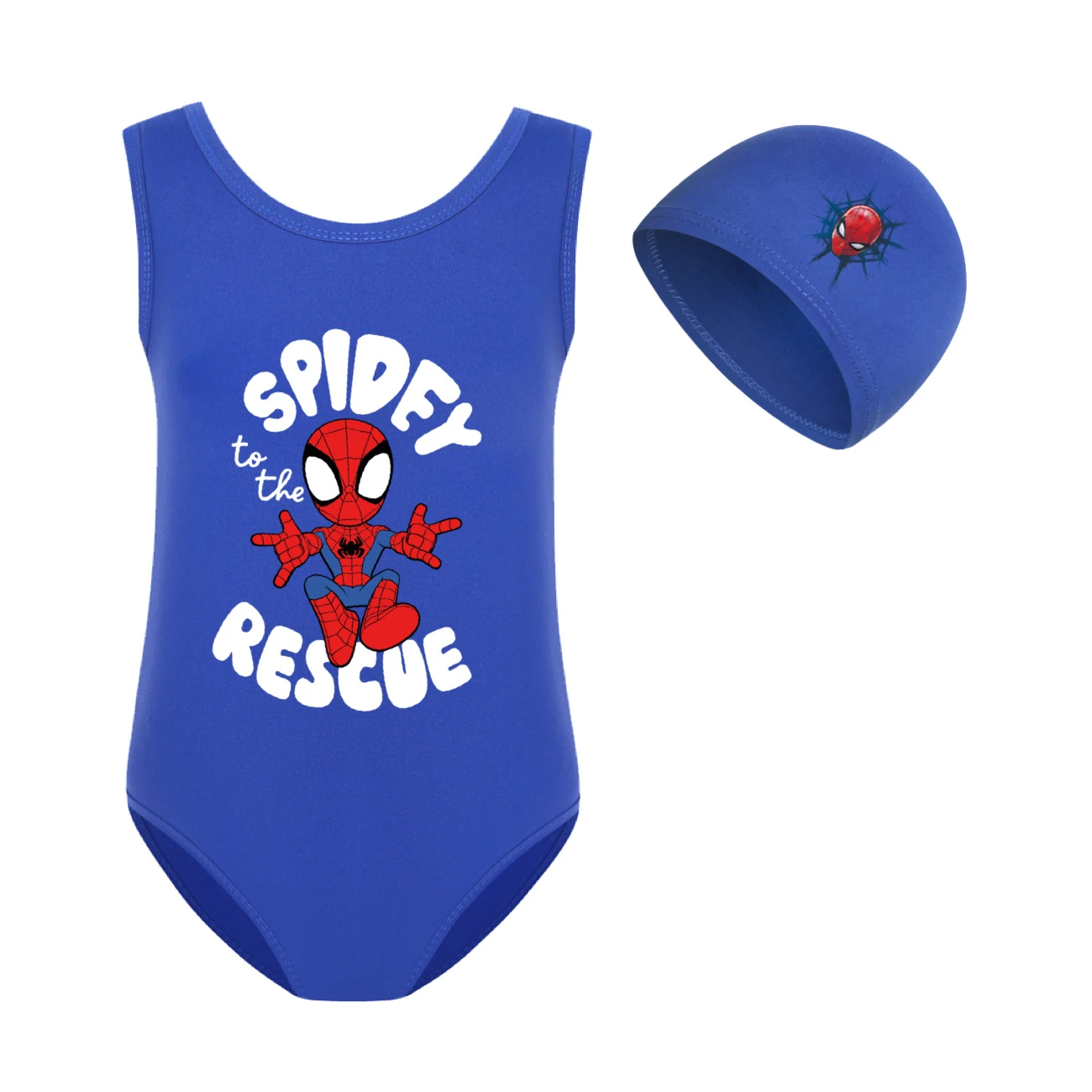Storybook One-Piece Swimsuit & Cap Set — 3395, Style 14 · Set · Blue