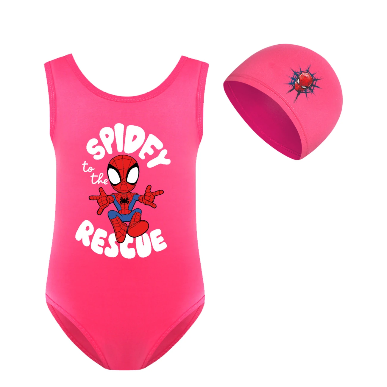 Storybook One-Piece Swimsuit & Cap Set — 3395, Style 16 · Set · Rose