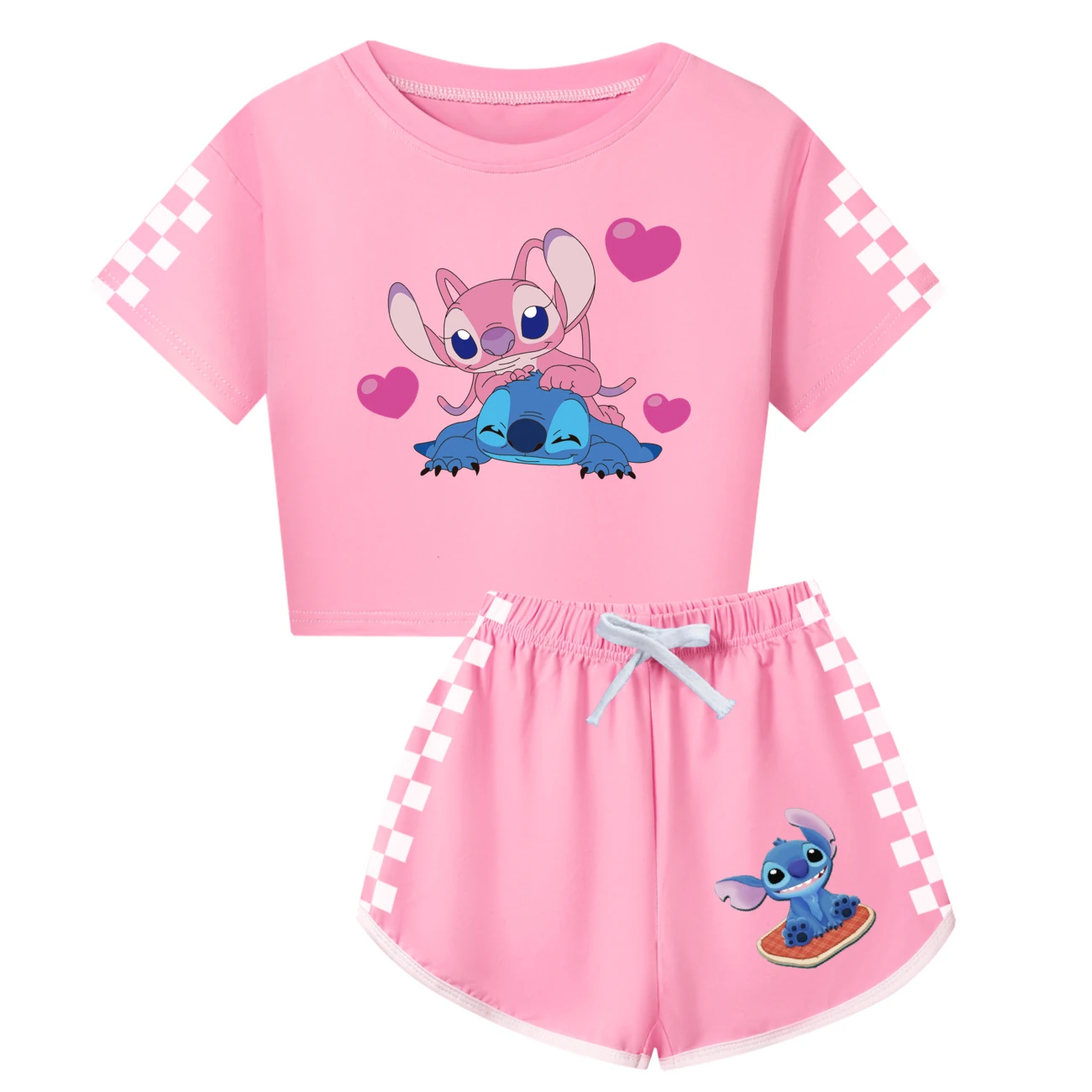 Family Tee & Shorts Set — 3505, Style 01 · Pink