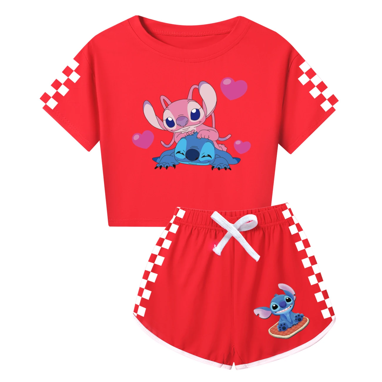 Family Tee & Shorts Set — 3505, Style 02 · Red