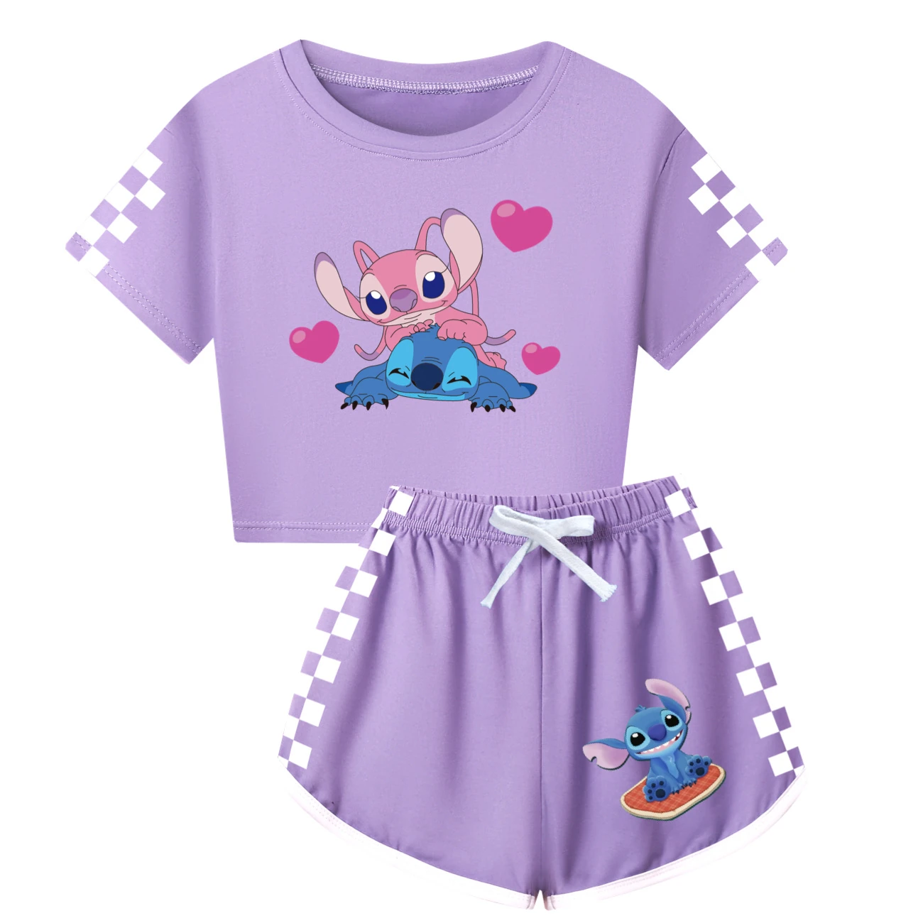 Family Tee & Shorts Set — 3505, Style 04 · Purple
