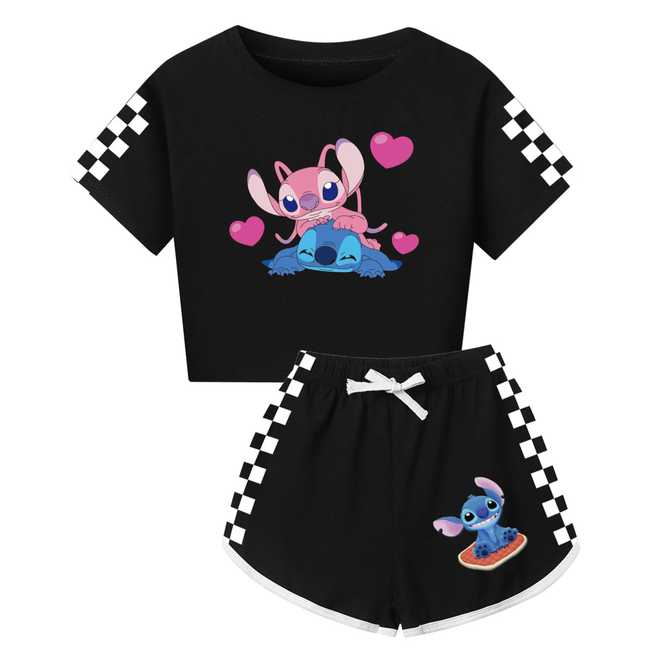Family Tee & Shorts Set — 3505, Style 05 · Black