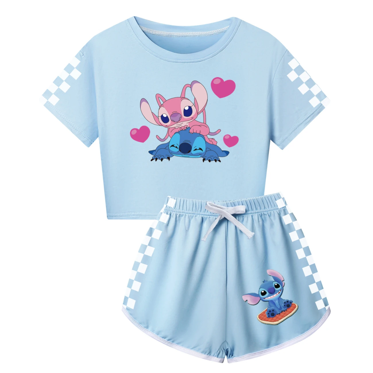 Family Tee & Shorts Set — 3505, Style 06 · Light Blue