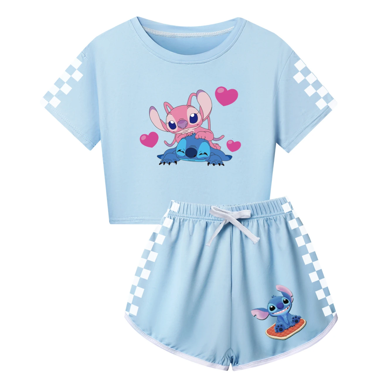 Family Mixed-Sleeve Lounge Collection — 3505, Style 06 · Light Blue