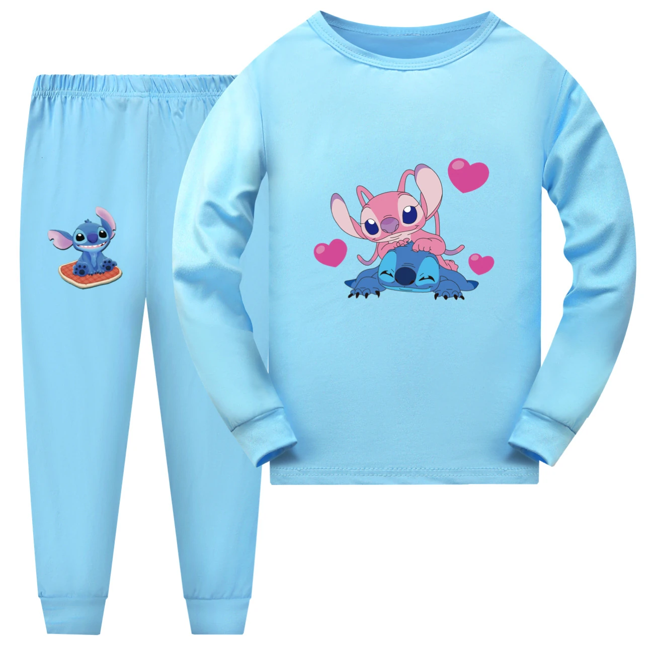 Family Mixed-Sleeve Lounge Collection — 3505, Style 10 · Long Sleeve · Light Blue